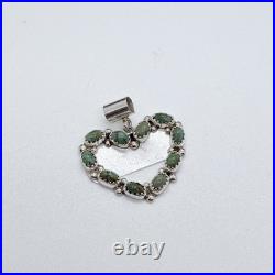 Martin Perry Navajo Green Kingman Turquoise Sterling Silver Heart Pendant NWT