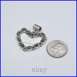 Martin Perry Navajo Green Kingman Turquoise Sterling Silver Heart Pendant NWT