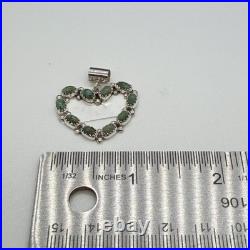Martin Perry Navajo Green Kingman Turquoise Sterling Silver Heart Pendant NWT