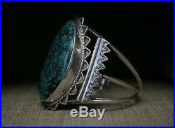 Massive Native American Navajo Turquoise Sterling Silver Cuff Bracelet