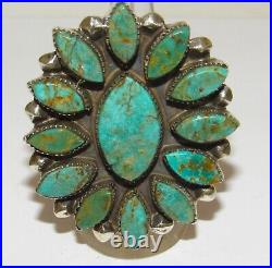 Massive Navajo Royston Turquoise Cluster Ring Sz 8 Sterling Silver Signed