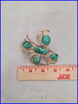 Massive Navajo Sterling Silver & 5 Gem Turquoise Rattle Snake Ring Hand Made