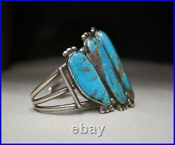 Massive Vintage Native American Navajo Sterling Silver Turquoise Cuff Bracelet