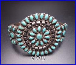 Mathilda Benally Navajo Sterling silver turquoise petit point cluster bracelet