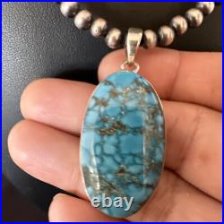 Men Women Navajo Sterling Silver Blue Spiderweb Turquoise Necklace Pendant 16301