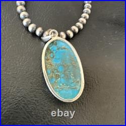 Men Women Navajo Sterling Silver Blue Spiderweb Turquoise Necklace Pendant 16301