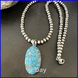 Men Women Navajo Sterling Silver Blue Spiderweb Turquoise Necklace Pendant 16301
