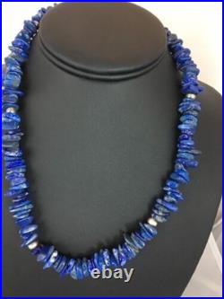 Men's Lapis Lazuli Necklace Navajo Sterling Silver Handmade 18 8066