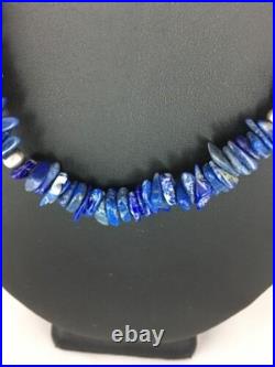 Men's Lapis Lazuli Necklace Navajo Sterling Silver Handmade 18 8066