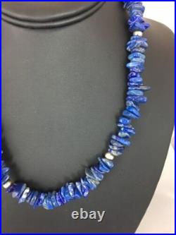 Men's Lapis Lazuli Necklace Navajo Sterling Silver Handmade 18 8066
