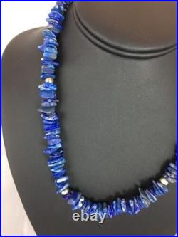 Men's Lapis Lazuli Necklace Navajo Sterling Silver Handmade 18 8066