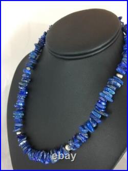 Men's Lapis Lazuli Necklace Navajo Sterling Silver Handmade 18 8066 Men's Lapis Lazuli Necklace Navajo Sterling Silver Handmade 18 8066