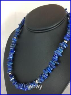 Men's Lapis Lazuli Necklace Navajo Sterling Silver Handmade 18 8066