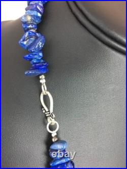 Men's Lapis Lazuli Necklace Navajo Sterling Silver Handmade 18 8066