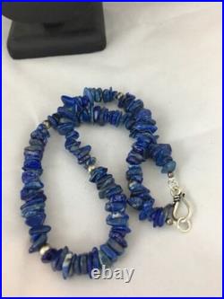 Men's Lapis Lazuli Necklace Navajo Sterling Silver Handmade 18 8066