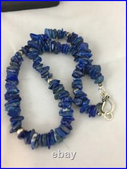 Men's Lapis Lazuli Necklace Navajo Sterling Silver Handmade 18 8066