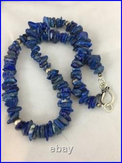 Men's Lapis Lazuli Necklace Navajo Sterling Silver Handmade 18 8066