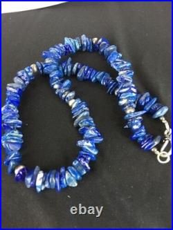 Men's Lapis Lazuli Necklace Navajo Sterling Silver Handmade 18 8066 Men's Lapis Lazuli Necklace Navajo Sterling Silver Handmade 18 8066
