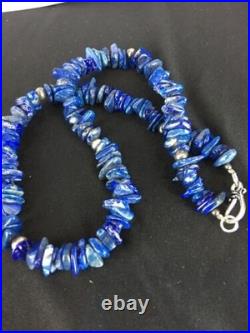 Men's Lapis Lazuli Necklace Navajo Sterling Silver Handmade 18 8066