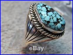 Mens Black Spiderweb Turquoise Ring Navajo Charles Charley Size 10 1/2