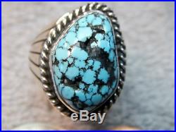 Mens Black Spiderweb Turquoise Ring Navajo Charles Charley Size 10 1/2