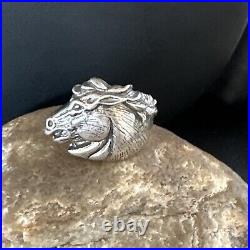 Mens Horsehead Navajo Sterling Silver Ring Size 7 15383