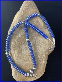 Mens Lapis Lazuli Navajo Pearls Sterling Silver Necklace 18 1757