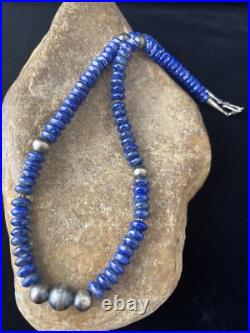 Mens Lapis Lazuli Navajo Pearls Sterling Silver Necklace 18 1757