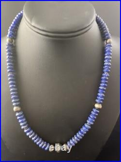 Mens Lapis Lazuli Navajo Pearls Sterling Silver Necklace 18 1757