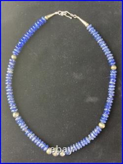 Mens Lapis Lazuli Navajo Pearls Sterling Silver Necklace 18 1757