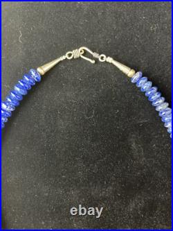 Mens Lapis Lazuli Navajo Pearls Sterling Silver Necklace 18 1757