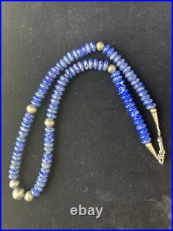 Mens Lapis Lazuli Navajo Pearls Sterling Silver Necklace 18 1757