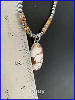 Mens Navajo Sterling Silver Crazy Wild Horse Pic Jasper Necklace Pendant 10331