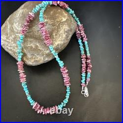 Mens Spiny Blue Turquoise Navajo Sterling Silver Necklace 24 18161