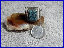 Mens Sterling Silver Hubei Turquoise Ring Navajo Lorenzo James Size 10 1/4