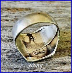 Mens Thunderbird Ring Size 10 Bell Trading Post Vintage Sterling Silver Old Pawn