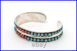Mens Turquoise Stone Cuff Sterling Silver 925 Native American Navajo Bracelet