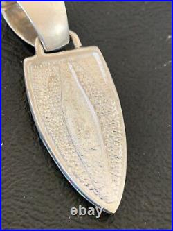 Mens Womens White Blue Opal Navajo Sterling Silver Inlay Pendant 12477