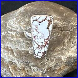 Mens Womens Wild Horse Turquoise Navajo Sterling Silver Ring Sz 8 17351