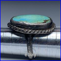 Mid Century Native Navajo Sterling Silver & Turquoise Ring Size 5.25