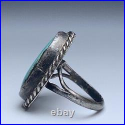Mid Century Native Navajo Sterling Silver & Turquoise Ring Size 5.25