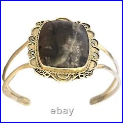 Midnight Foggy Dream Vintage Navajo Sterling Silver Agate Bracelet