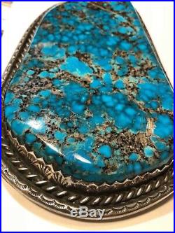 Morenci Turquoise Sterling Silver Belt Buckle Navajo Ray Morton Whirling Winds