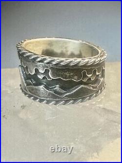 Mountains ring clouds landscape band size 5 Cheyenne southwestern sterling silve