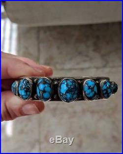 Museum Mark Chee Hallmarked High Grade Turquoise Navajo Sterling Silver Bracelet