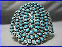 Museum Vintage Navajo Tears Of Turquoise Sterling Silver Bracelet Old