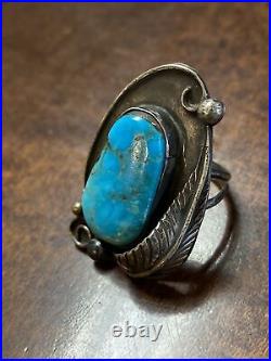 NATIVE AMERICAN NAVAJO STERLING SILVER TURQUOISE RING SZ 6.5 Beautiful