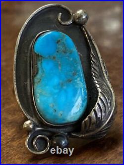 NATIVE AMERICAN NAVAJO STERLING SILVER TURQUOISE RING SZ 6.5 Beautiful