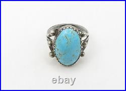 NAVAJO 925 Sterling Silver Vintage Turquoise Cocktail Ring Sz 8.5 RG21549