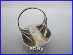 NAVAJO Native American TURQUOISE Kidney Cabochon Shadowbox Sterling Silver Ring